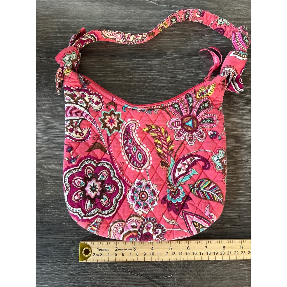Vera Bradley Quilted Small Paisley Hobo Bag Pink Multicolor Shoulder Bag - Picture 6 of 7